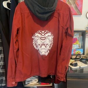 Red Jacket with custom screen print tiger